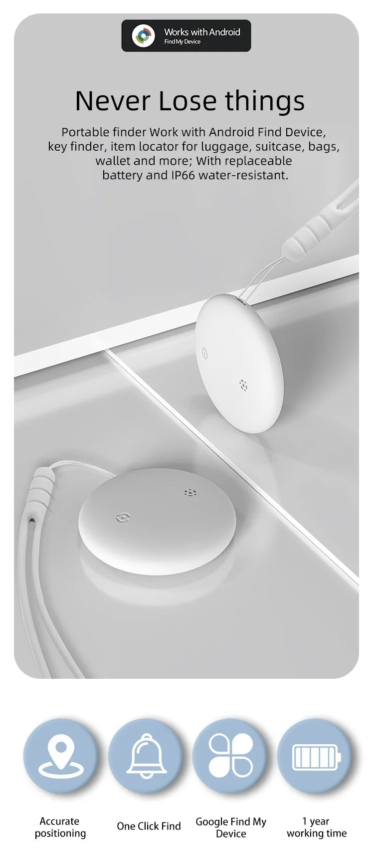 GPS Pet Tracker for Cats - Google Find My Device Compatible Locator for Felines, Works with Android