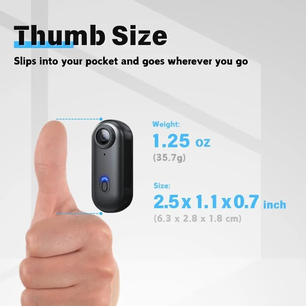 4K Ultra-Compact WiFi Action Camera - Thumb-Sized Wireless Recording Device for Pet Monitoring & Family Adventures