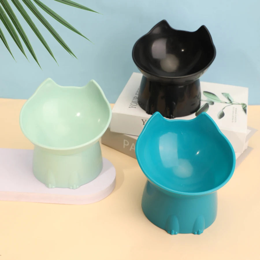 Ergonomic Raised Cat Bowl - Anti-Tip Tilted Feeding Dish for Comfortable Dining & Neck Protection