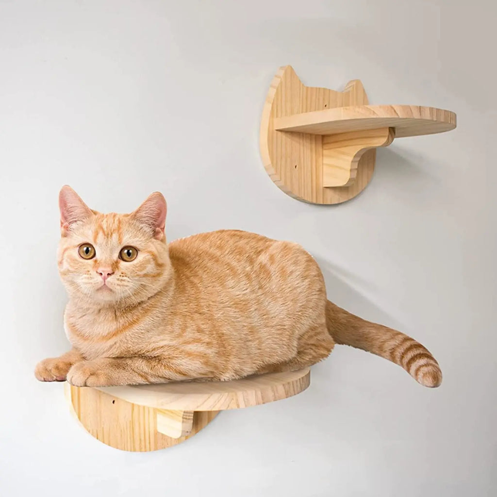 Premium Wooden Cat Wall Furniture Set - Multi-Level Climbing Shelves, Hammocks & Scratching Posts for Indoor Cats