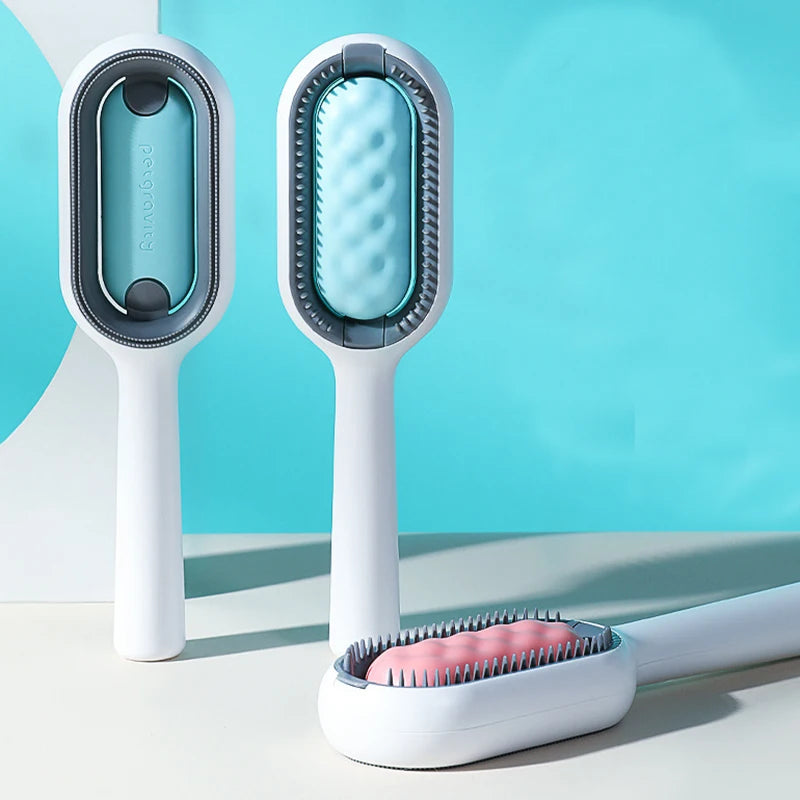 Double-Sided Cat Hair Removal Brush with Cleaning Wipes