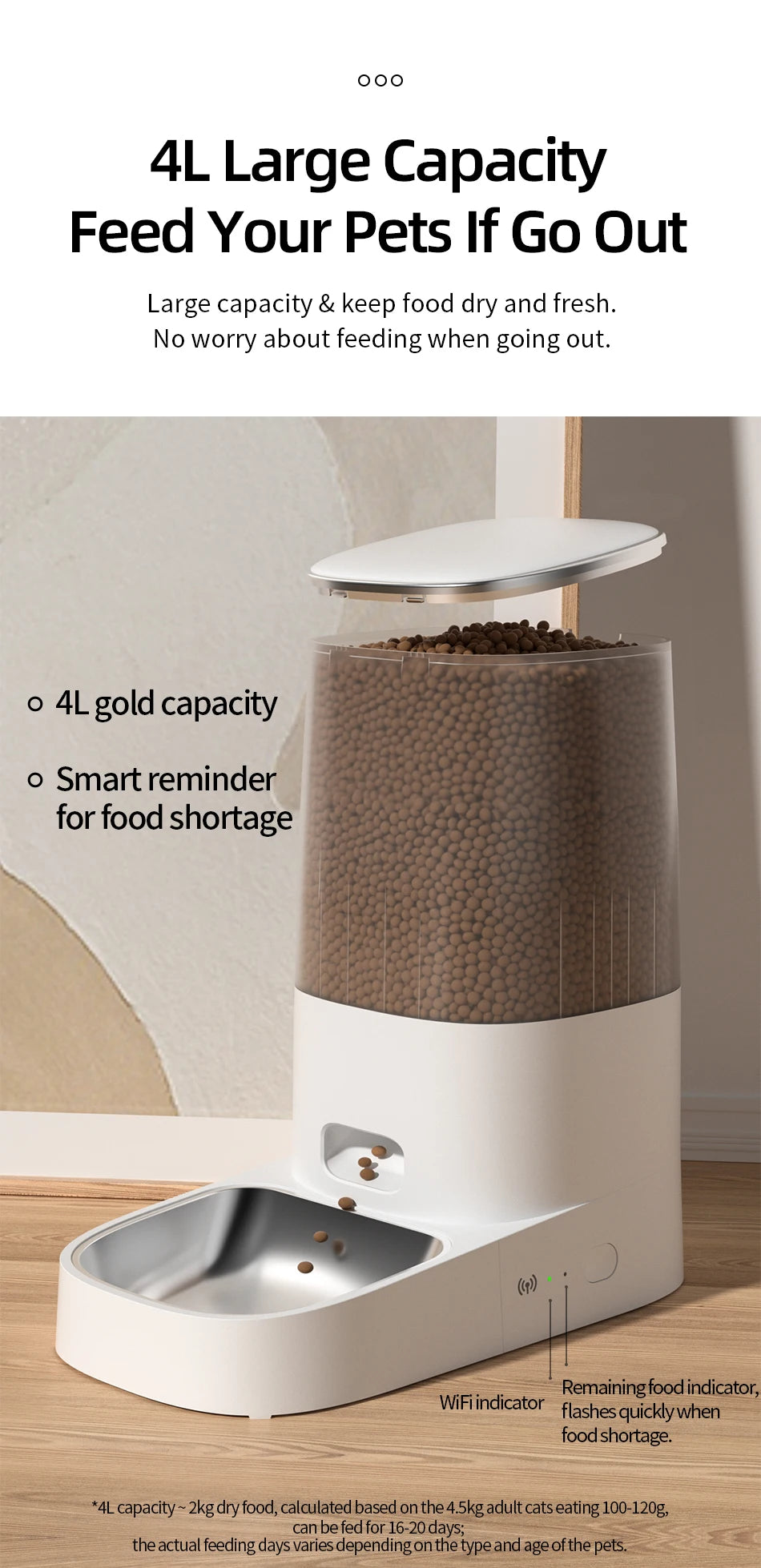 WiFi Smart Automatic Cat Feeder - 4L Capacity with App Control & Scheduled Feeding