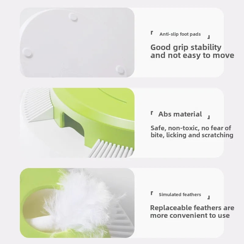 Interactive Cat Turntable Toy - Electric Rotating Feather Teaser with Automatic Motion for Indoor Cats and Kittens