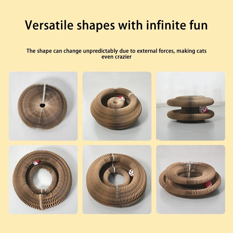 Transformable Cat Scratching Board - Magnetic Corrugated Cardboard Scratcher with Interactive Bell