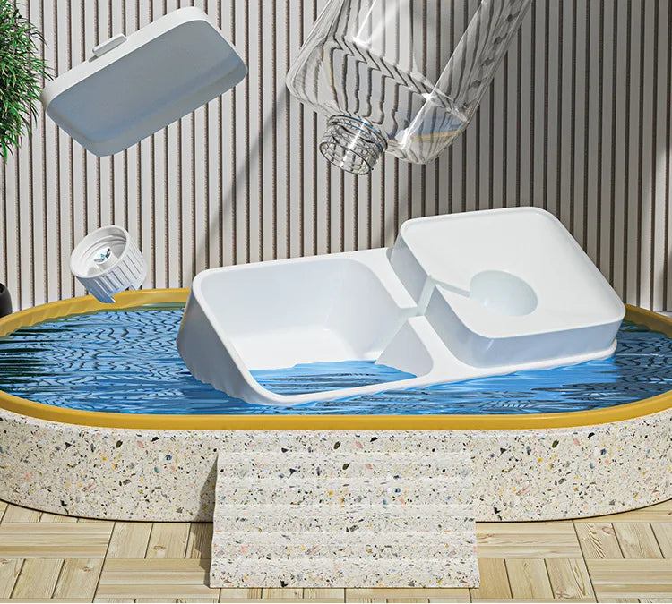 Gravity Cat Feeder and Water Dispenser Set - Automatic Food and Water Bowl with 3.8L Storage for Cats