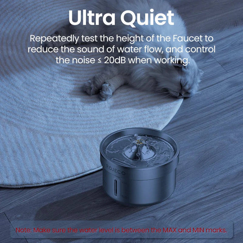 ROJECO Stainless Steel Cat Water Fountain - Automatic Pet Drinking Fountain