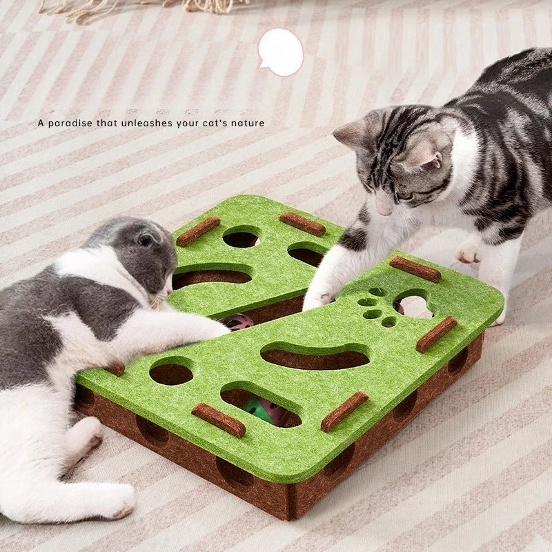 Interactive Cat Puzzle Toy - Multi-Level Hunting Game with Felt Surface & Multiple Play Modes
