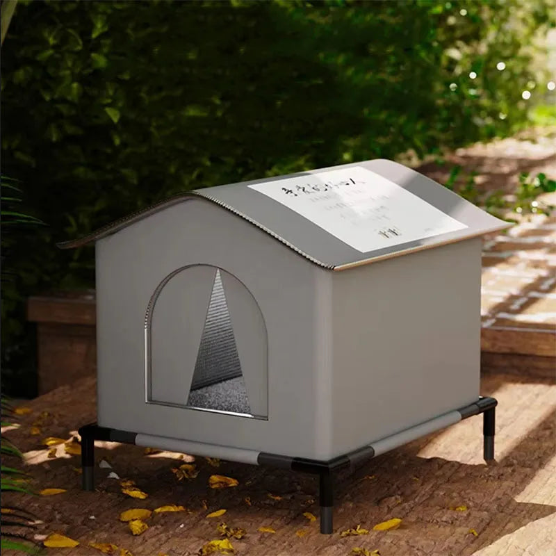 Waterproof Outdoor Cat House - Insulated Shelter with Foldable Washable Plush Bed for Cats