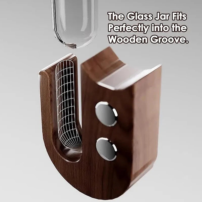 Cat Whisker Keepsake Vase - Wooden & Glass Fridge Magnet Display for Treasured Pet Memories