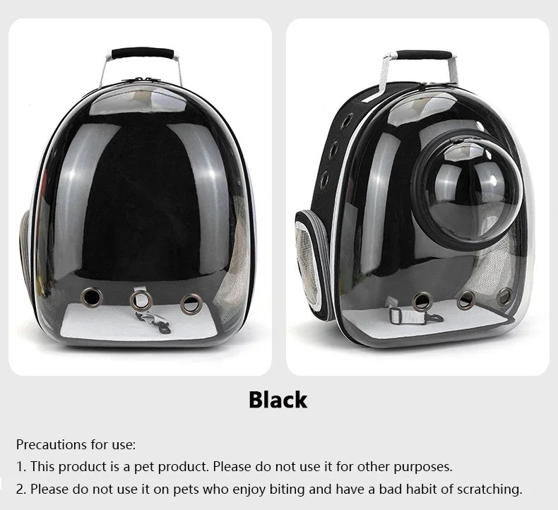 Transparent Space Capsule Cat Backpack - Breathable Pet Carrier with Panoramic Window & Ventilation System