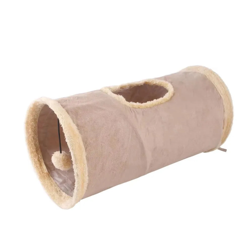 Collapsible Cat Tunnel - Interactive Play & Hide Toy for Cats, Kittens & Small Pets | Suede Finish | 2-Way & 3-Way Options Available
