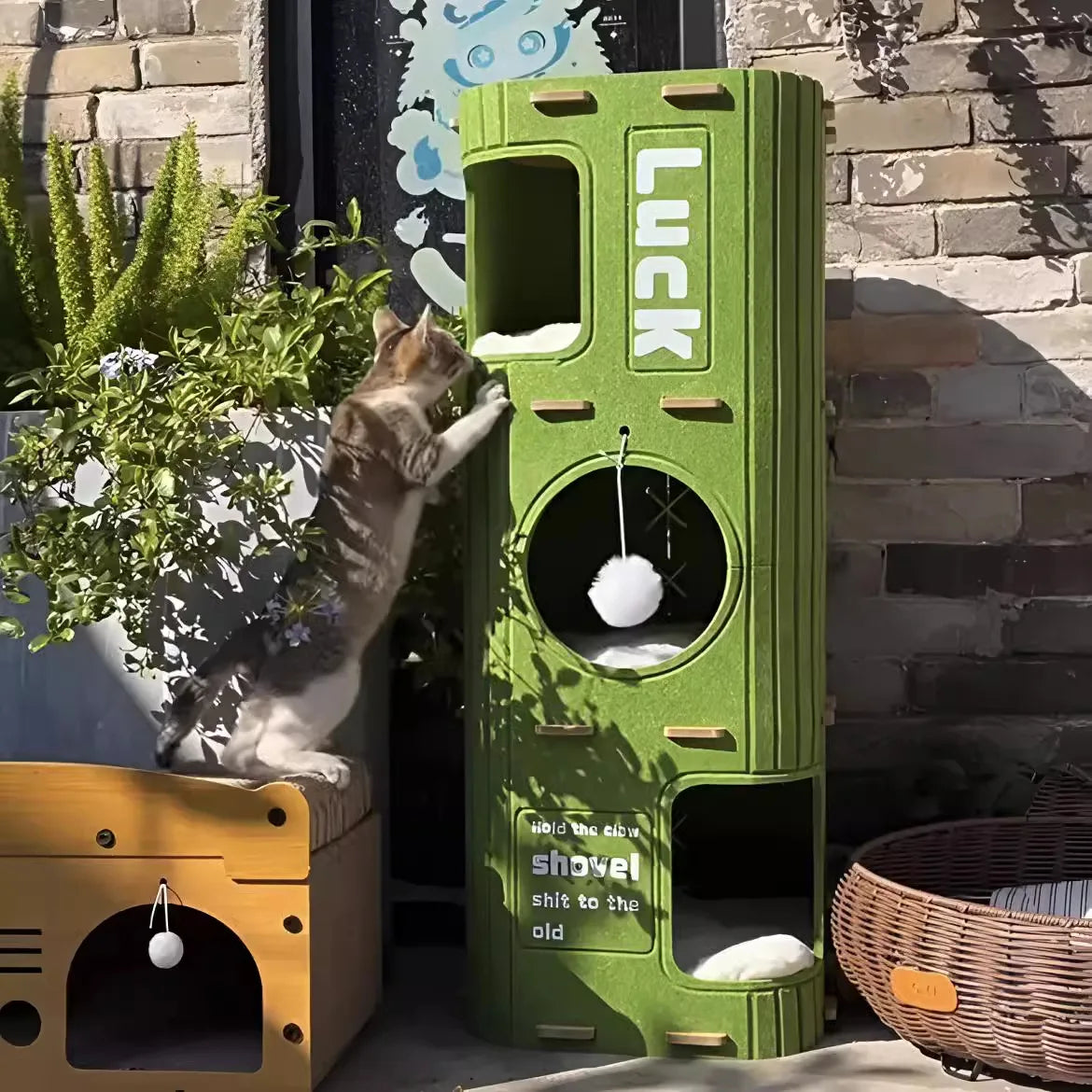 Modular Cat Cave Tower - Multi-Level Felt Hideaway with Tunnel Design for Indoor Cats & Small Dogs