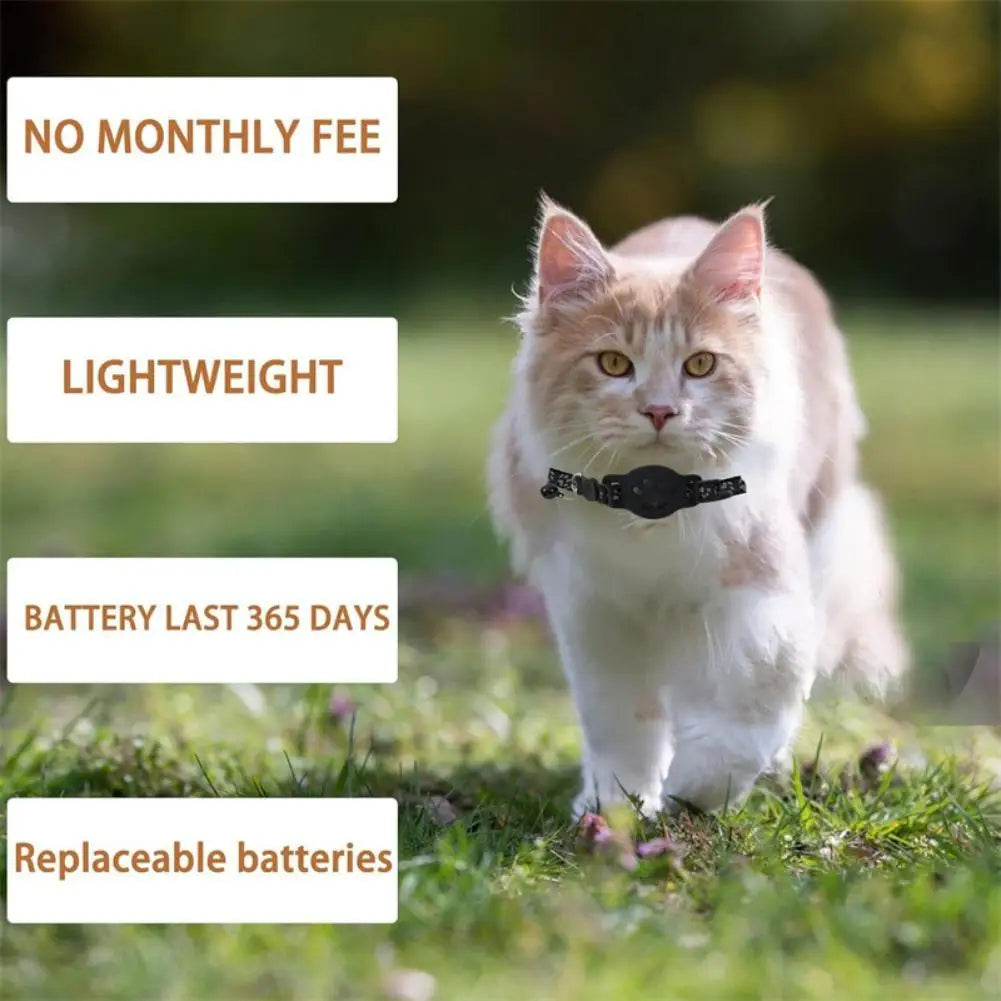 GPS Cat Collar Tracker with Real-Time Location - Adjustable Reflective Safety Collar for Cats and Kittens