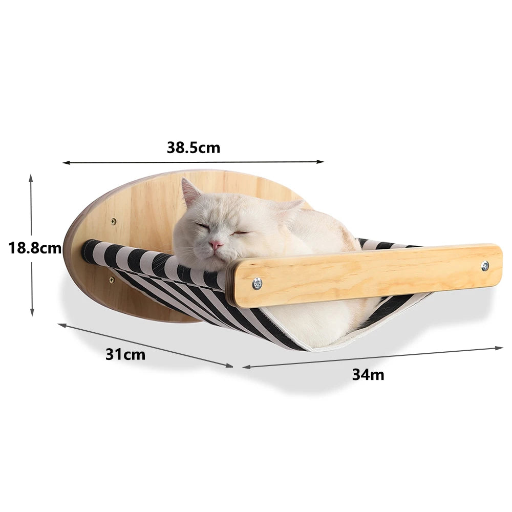 Modular Cat Wall Climbing System - Natural Wood Wall-Mounted Shelves, Steps & Hideaways