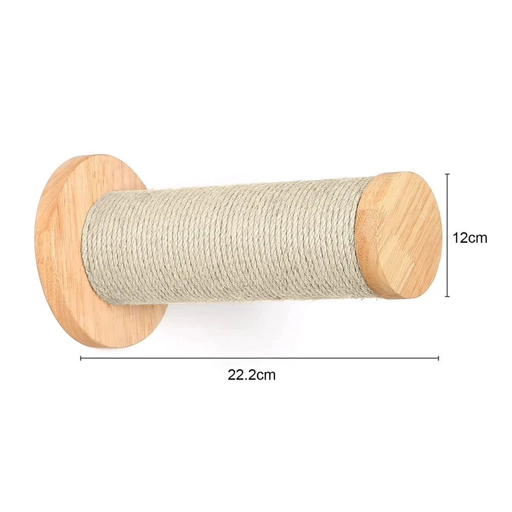 Wooden Cat Wall Climbing System - Modular Shelves & Scratching Posts with Sisal Rope