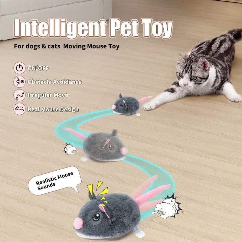 Interactive Electric Mouse Cat Toy - Realistic Moving Plush Pet Entertainment