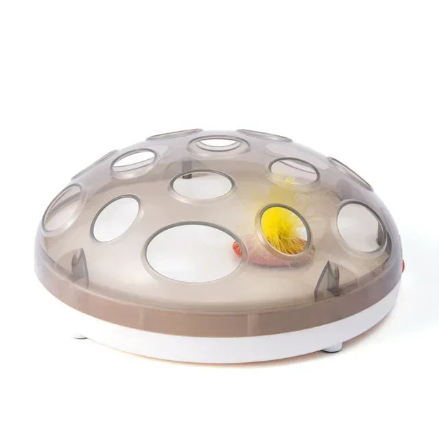 Magnetic Levitation Interactive Cat Toy - Rechargeable Rotating Feather Ball Chase Disc for Indoor Exercise and Mental Stimulation
