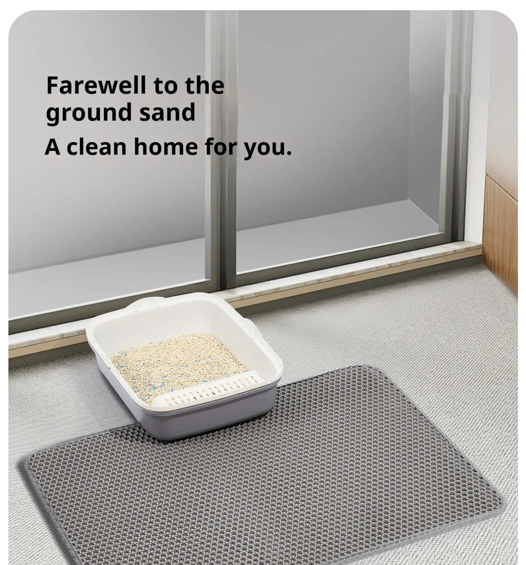 Double Layer Waterproof Cat Litter Mat 60x90cm - Anti-Slip Honeycomb Design with Easy Clean Technology