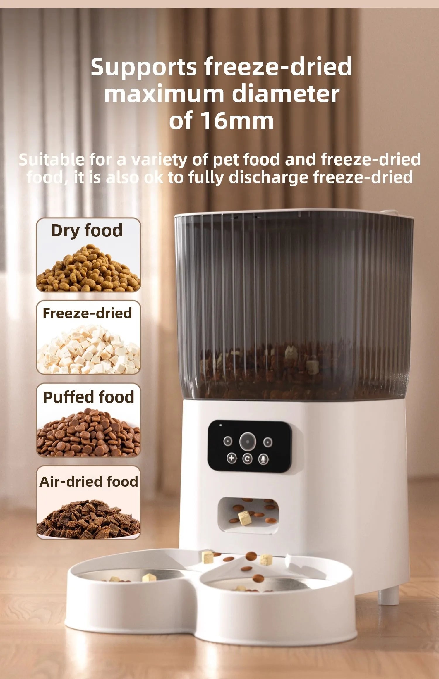 Smart WiFi Cat Feeder with HD Camera - 5L Automatic Pet Food Dispenser with Voice Control & Stainless Steel Bowl