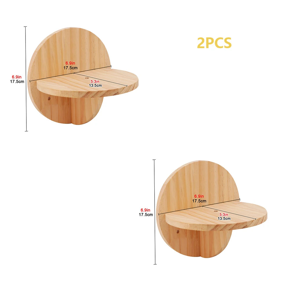 Premium Wall-Mounted Cat Climbing System - Hand-Woven Macramé Hammock with Detachable Wooden Platforms