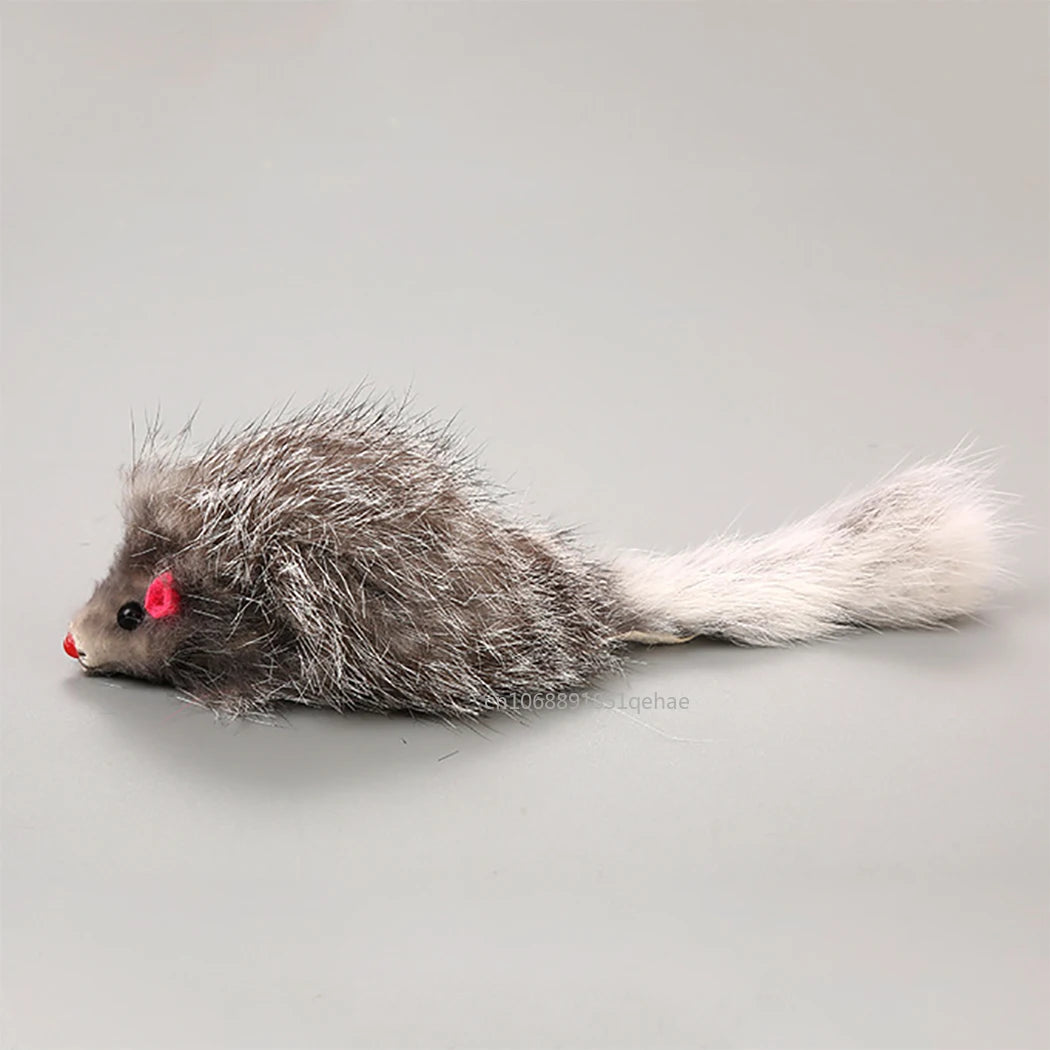 Realistic Mouse Cat Toy with Rabbit Fur - Natural Hunting Play Toy for Cats