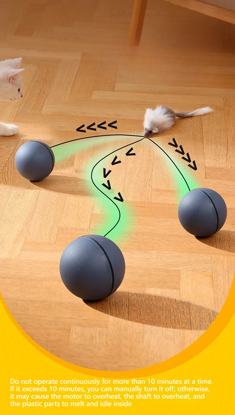 Interactive Self-Rolling Cat Ball Toy with Motion Sensor - Automatic Smart Ball for Indoor Cats and Kittens