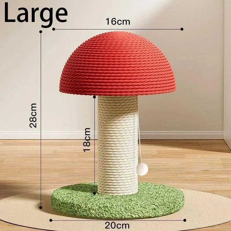 Mushroom Cat Scratching Post - Adorable Sisal Rope Scratcher with Stable Base