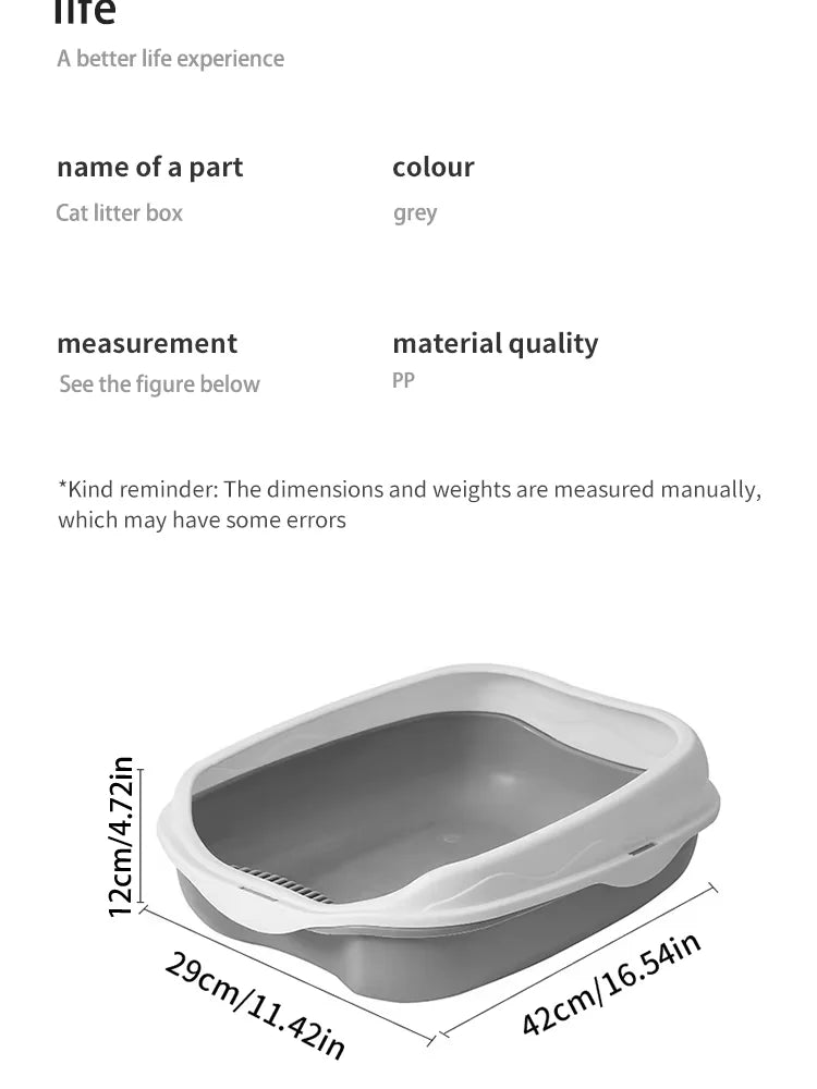 Semi-Enclosed Cat Litter Box - Large Splash-Proof Design with Anti-Tracking Pedal Ventilation System