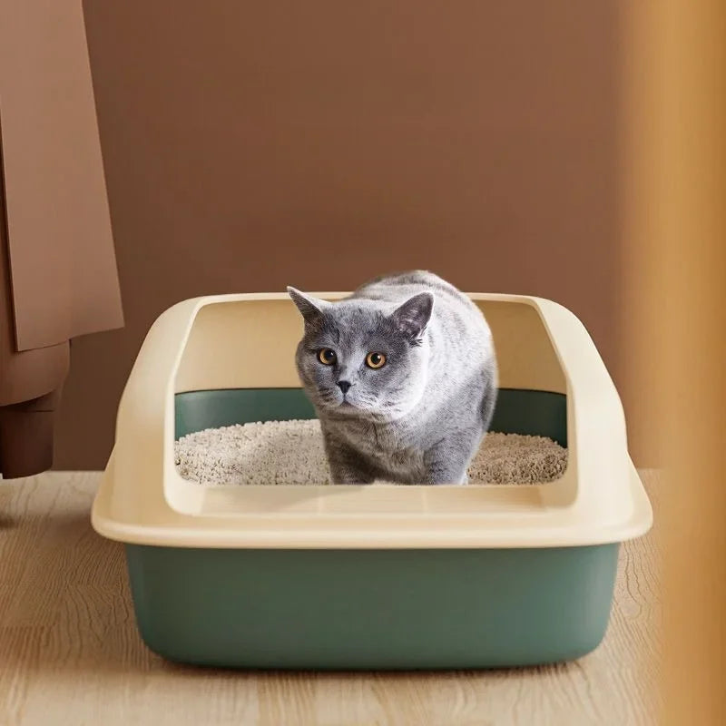 Semi-Enclosed Cat Litter Box with Removable Sifting Tray - Anti-Splash Design for Small Cats & Kittens