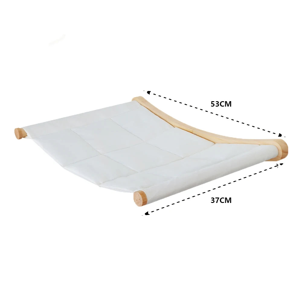 Premium Wall-Mounted Cat Climbing System - Hand-Woven Macramé Hammock with Detachable Wooden Platforms