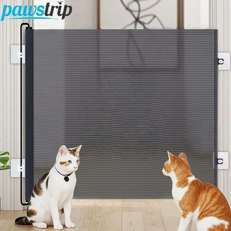Retractable Cat Safety Gate - Breathable Mesh Pet Barrier for Doorways and Stairs