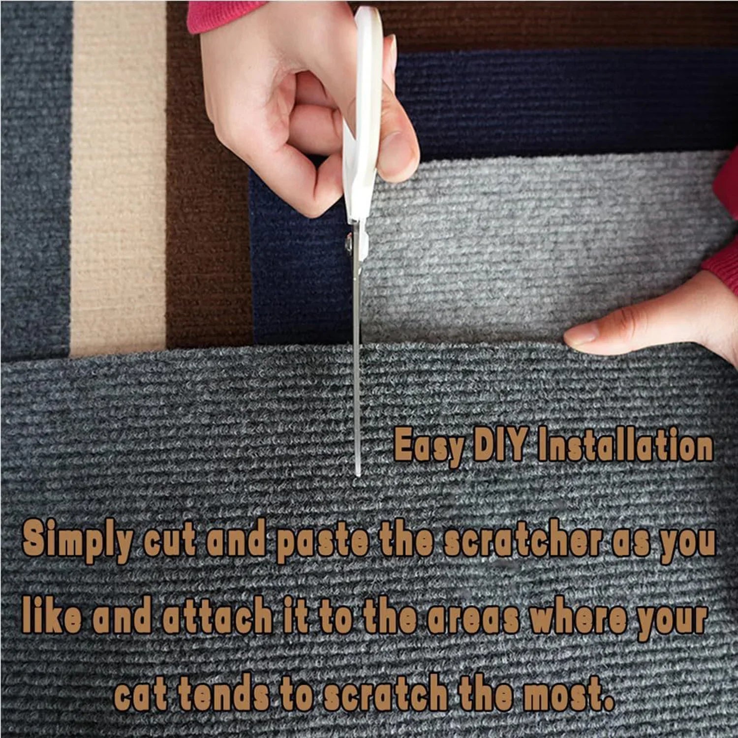 Self-Adhesive Cat Scratching Mat - Trimmable Furniture Protector for Sofas, Corners and Walls