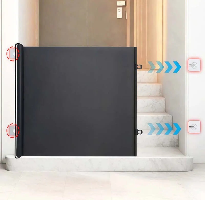Retractable Cat Safety Gate - Breathable Mesh Pet Barrier for Doorways and Stairs