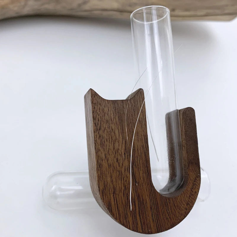 Cat Whisker Keepsake Vase - Wooden & Glass Fridge Magnet Display for Treasured Pet Memories