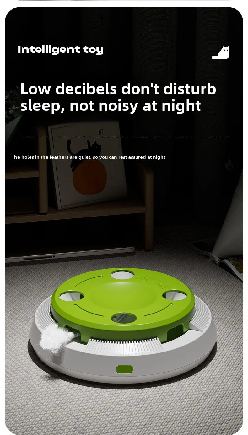 Interactive Cat Turntable Toy - Electric Rotating Feather Teaser with Automatic Motion for Indoor Cats and Kittens