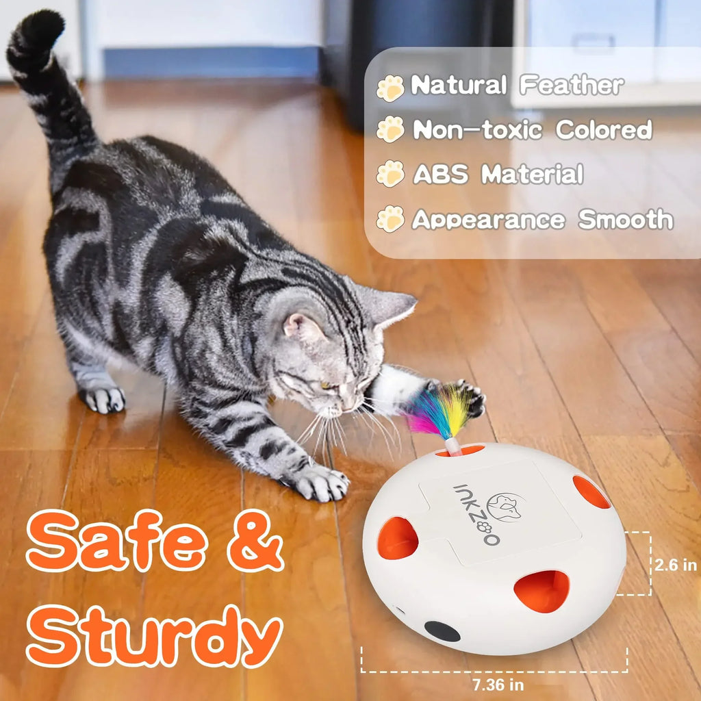 Interactive Whack-A-Mole Cat Toy - 7 Hole Automatic Feather Game with Smart Sensor for Indoor Cats