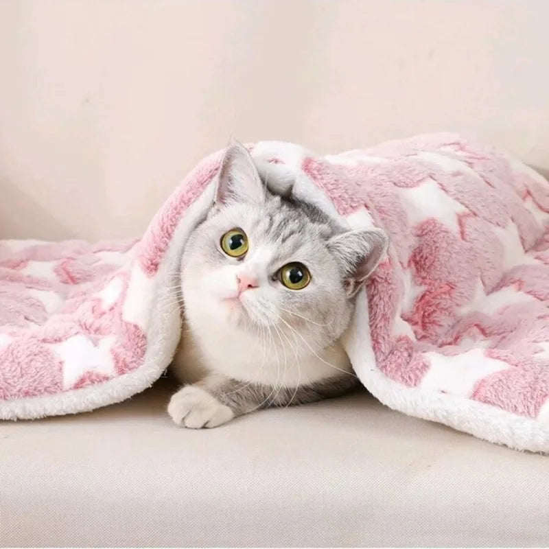 Thickened Flannel Cat Bed Mat - Soft Warm Sleeping Blanket for Cats & Kittens