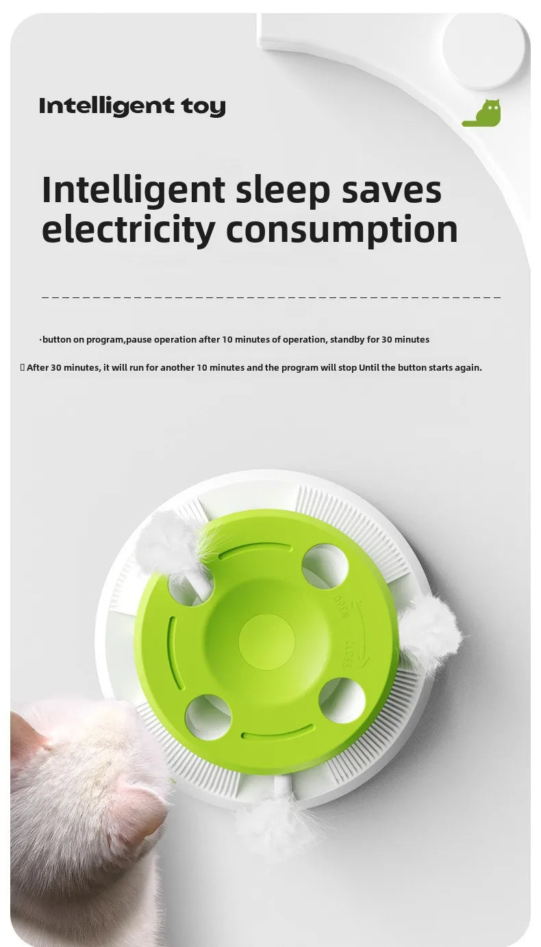 Interactive Cat Turntable Toy - Electric Rotating Feather Teaser with Automatic Motion for Indoor Cats and Kittens
