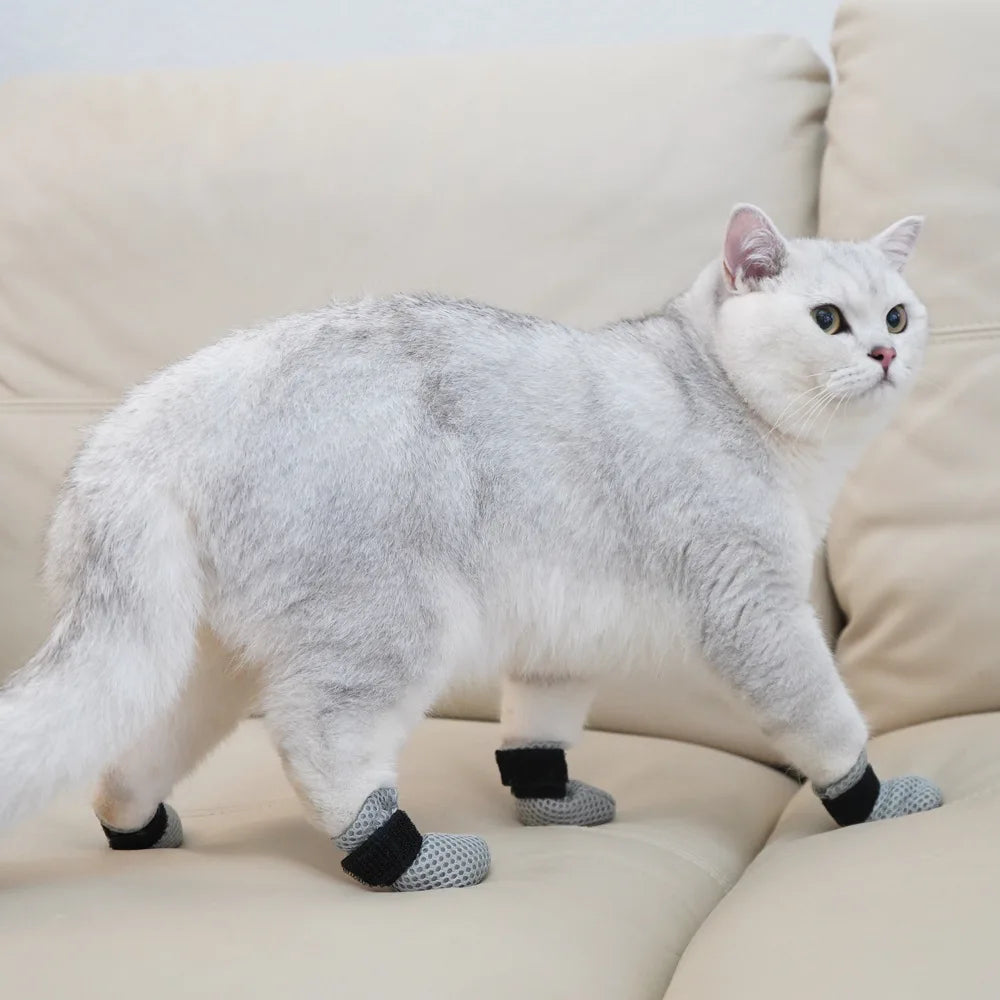 Cat Paw Protector Socks - Soft Anti-Scratch Booties with Secure Velcro Fastening for Indoor Cats