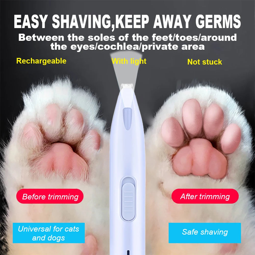 Professional Pet Paw Trimmer - Rechargeable Electric Grooming Clipper for Cats & Small Dogs