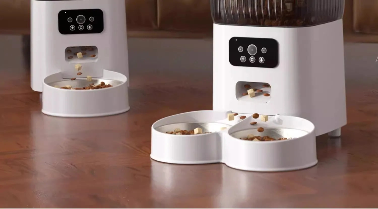 Smart WiFi Cat Feeder with HD Camera - 5L Automatic Pet Food Dispenser with Voice Control & Stainless Steel Bowl
