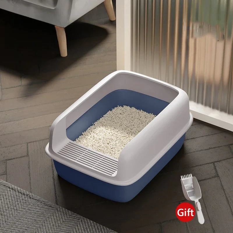 Semi-Enclosed Cat Litter Box with Removable Sifting Tray - Anti-Splash Design for Small Cats & Kittens
