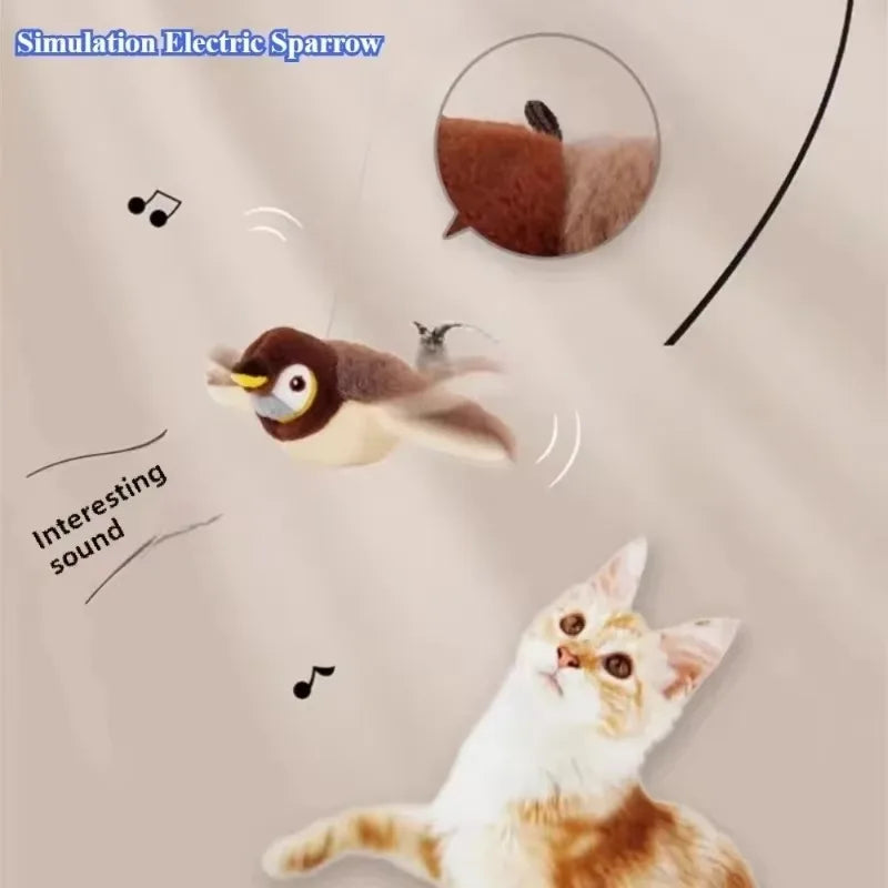 Interactive Chirping Bird Cat Toy - USB Rechargeable Motion-Activated Plush Pet Toy with Catnip