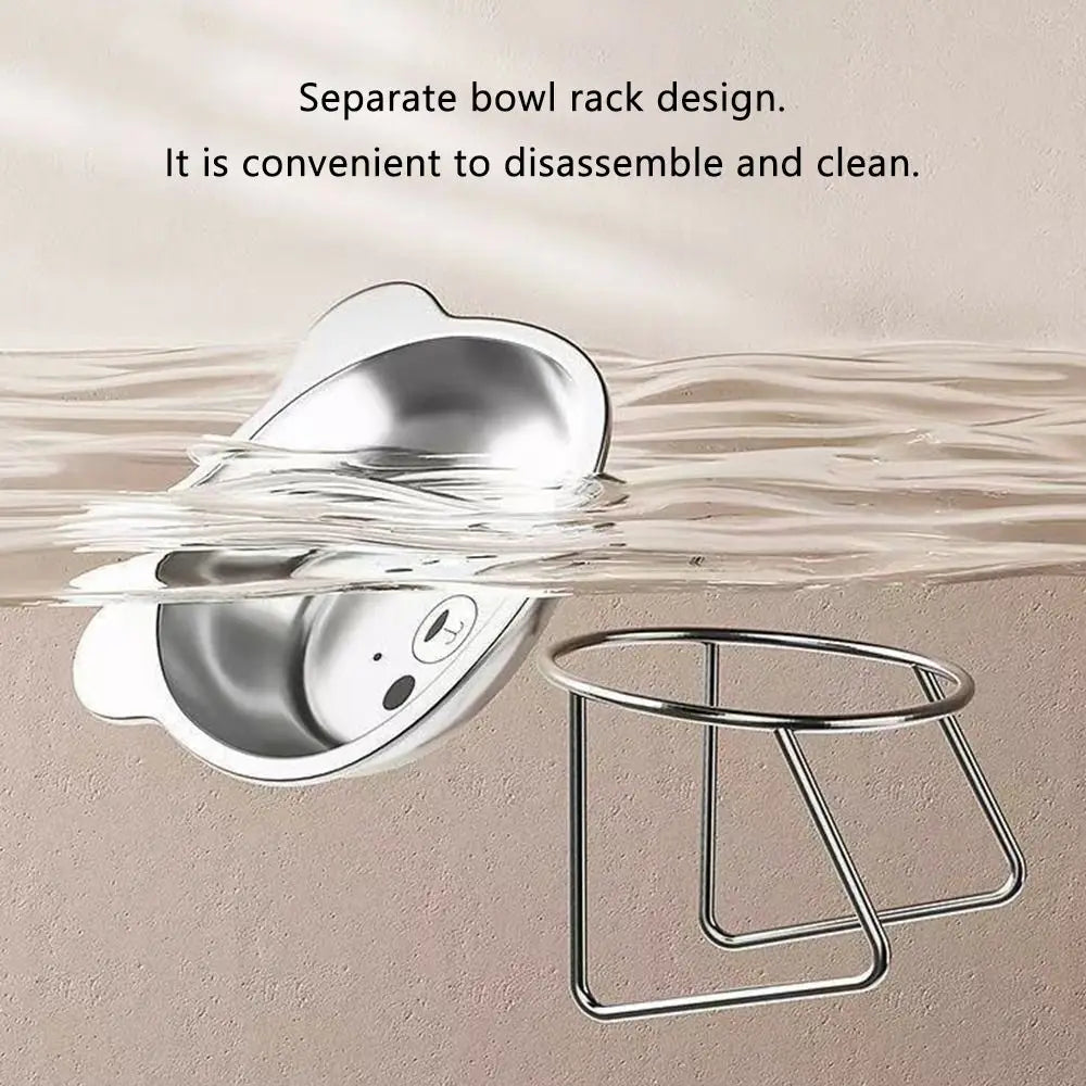 Elevated Cat Bowl with 15° Tilt – Stainless Steel Raised Feeder with Neck Support for Comfortable Feeding