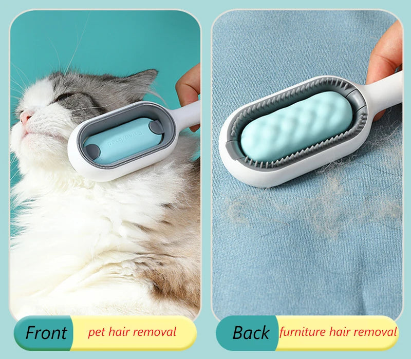 Double-Sided Cat Hair Removal Brush with Cleaning Wipes