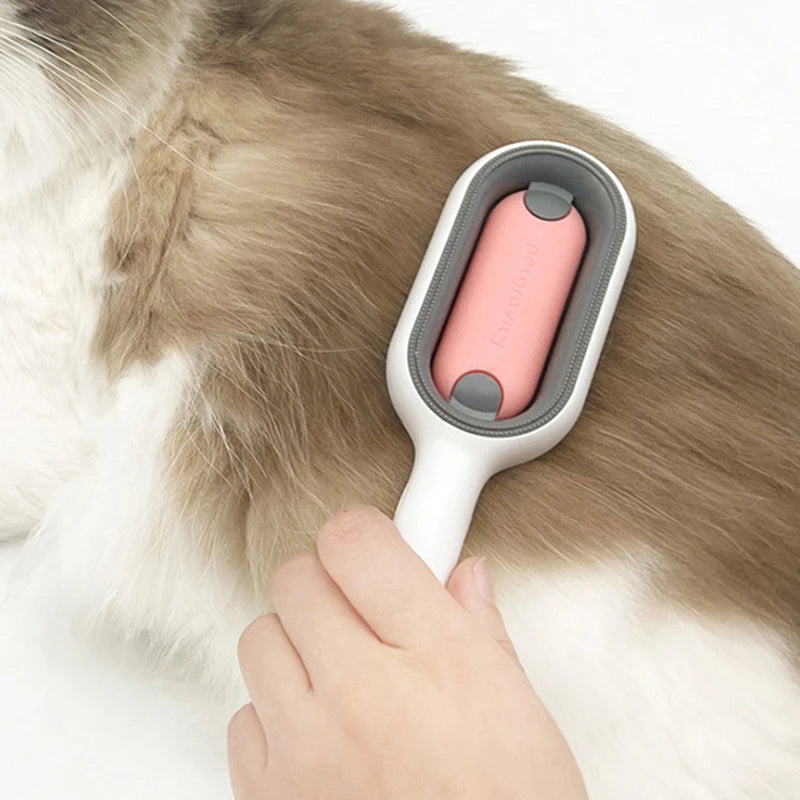 Double-Sided Cat Hair Removal Brush with Cleaning Wipes