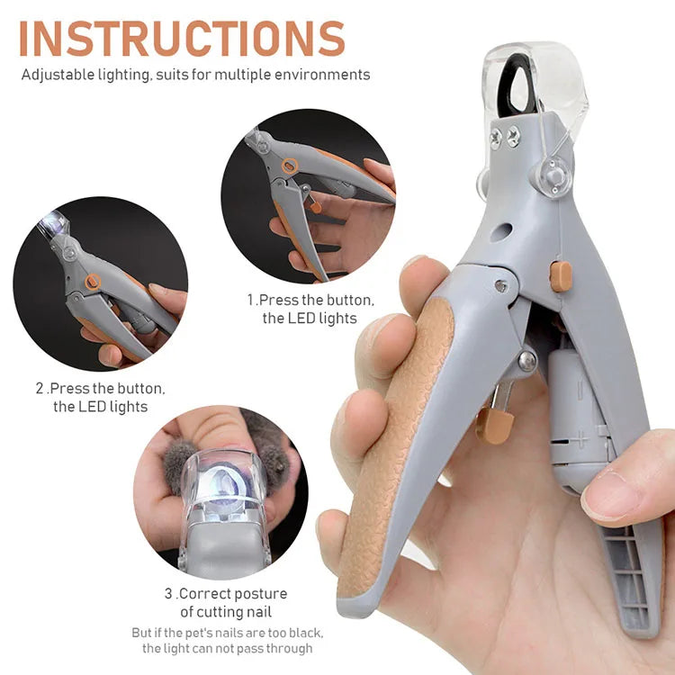 LED Illuminated Pet Nail Clippers - Professional Precision Trimmers for Cats, Dogs & Small Animals
