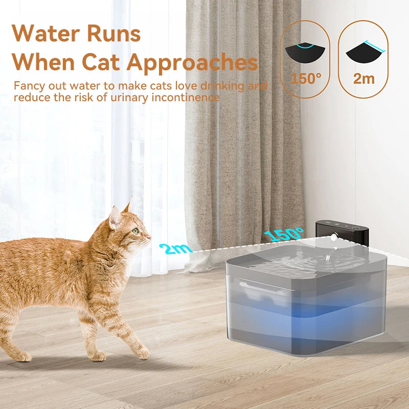 ROJECO Wireless Automatic Cat Water Fountain with Infrared Sensor