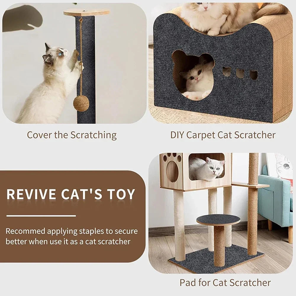Self-Adhesive Cat Scratching Mat - Furniture Protection & Climbing Surface for Cat Trees
