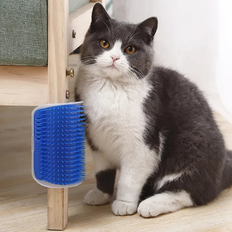 Cat Corner Self-Grooming Brush with Catnip - Wall-Mounted Massage and Deshedding Comb for Cats